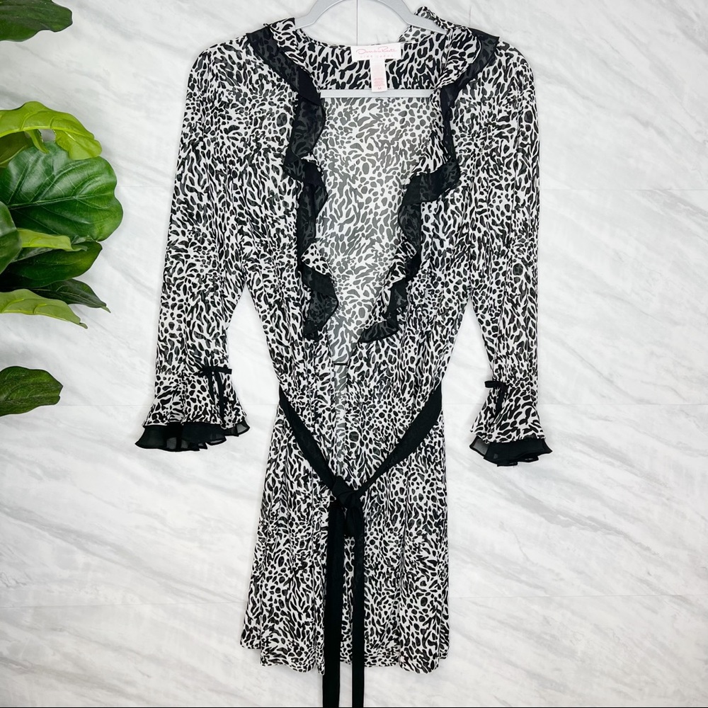Oscar De La Renta Pink Label Animal Print Robe Medium